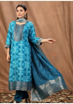 Blue Silk Designer Suit 